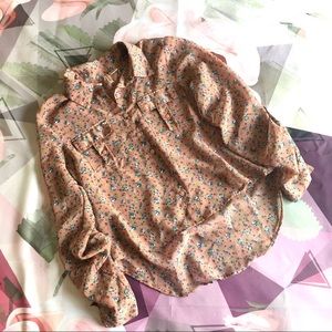 Sheer Mauve High-Low Button Down Shirt